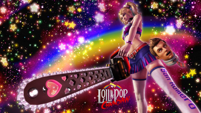 Woman chainsaw rainbow background stars #2 free wallpaper for desktop - medium preview image