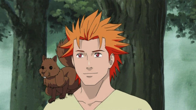 Man orange hair bear shoulder free wallpaper for desktop - medium preview image