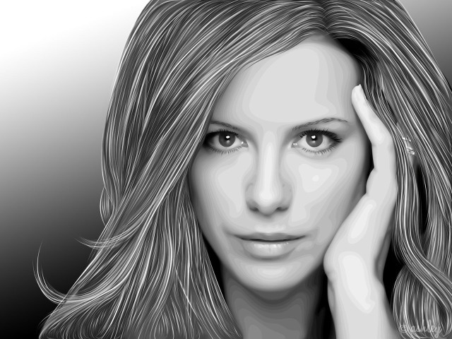 Woman long hair black white #7 free wallpaper for desktop - medium preview image