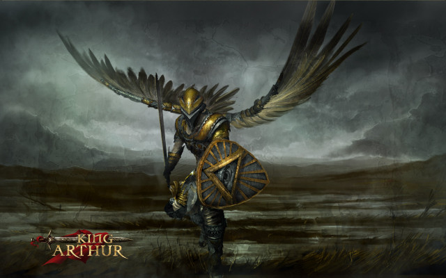 Knight sword wings painting heroic free wallpaper for desktop - medium preview image
