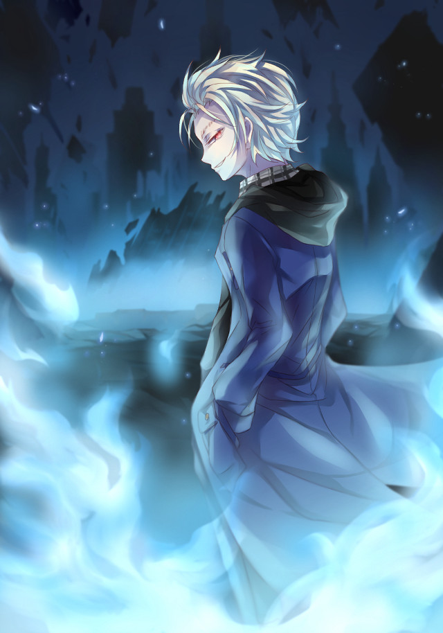 Man white hair blue dress free wallpaper for mobile - medium preview image