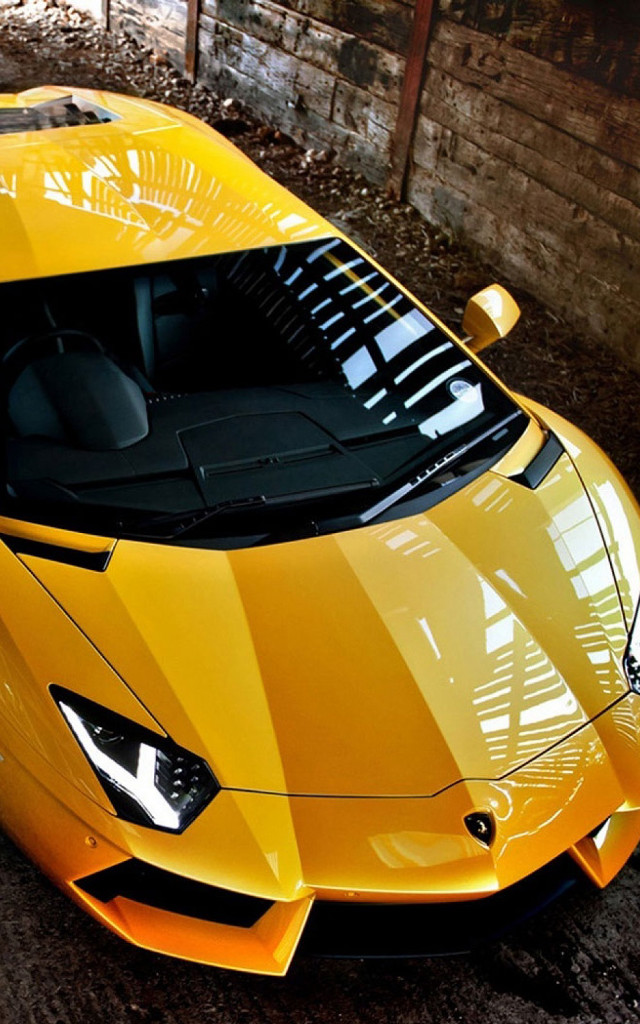 Yellow sports car parking lot #10 free wallpaper for mobile - medium preview image