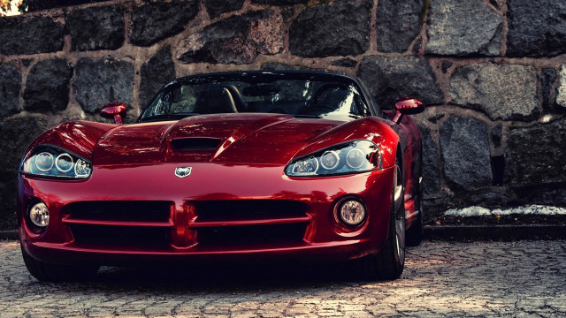 Red sports car stone wall #3 free wallpaper for desktop - medium preview image