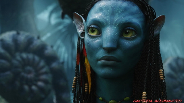 Blue skin woman bird necklace free wallpaper for desktop - medium preview image