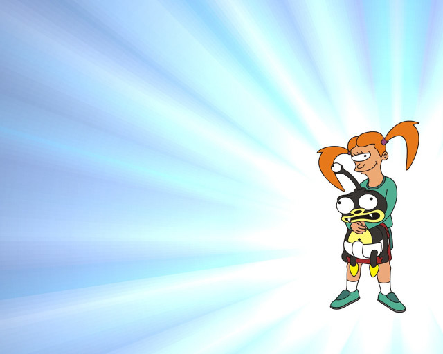 Cartoon character cat back blue free wallpaper for desktop - medium preview image