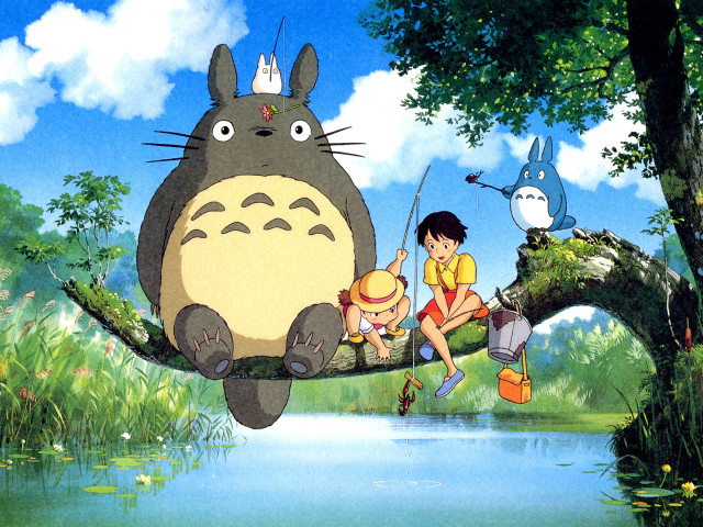 Cartoon man woman branch totoro free wallpaper for desktop - medium preview image
