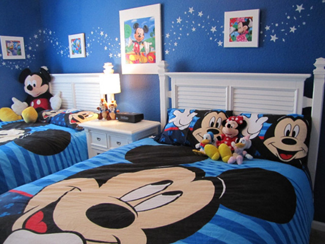 Bedroom two beds mickey mouse free wallpaper for desktop - medium preview image