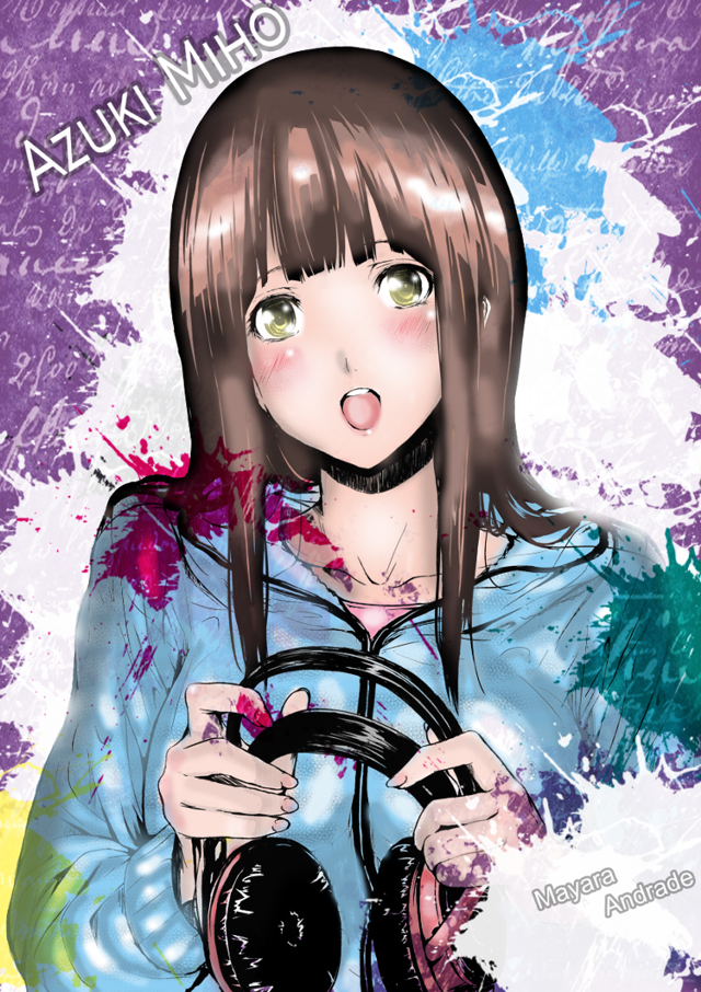 Girl headphones steering funny face free wallpaper for mobile - medium preview image