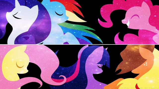 Rainbow pony stars black background free wallpaper for desktop - medium preview image