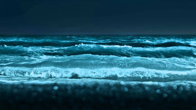 Blue ocean waves crashing shore free wallpaper for desktop - medium preview image