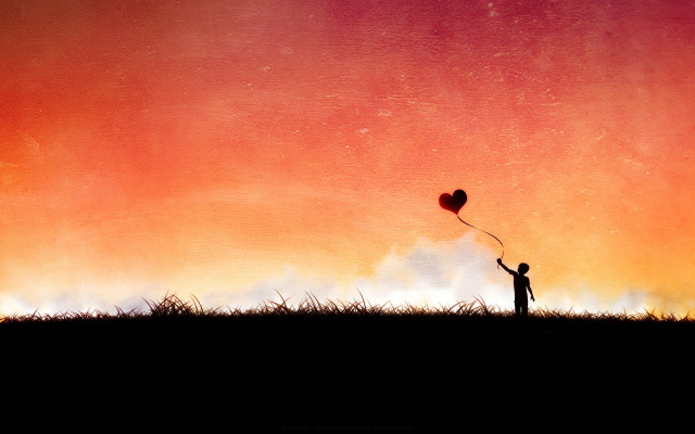 Heart shaped balloon red sky free wallpaper for desktop - medium preview image