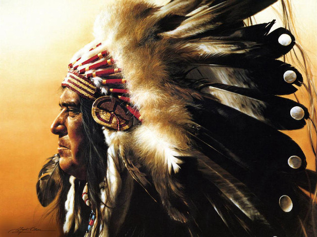 Native american indian man feather free wallpaper for desktop - medium preview image