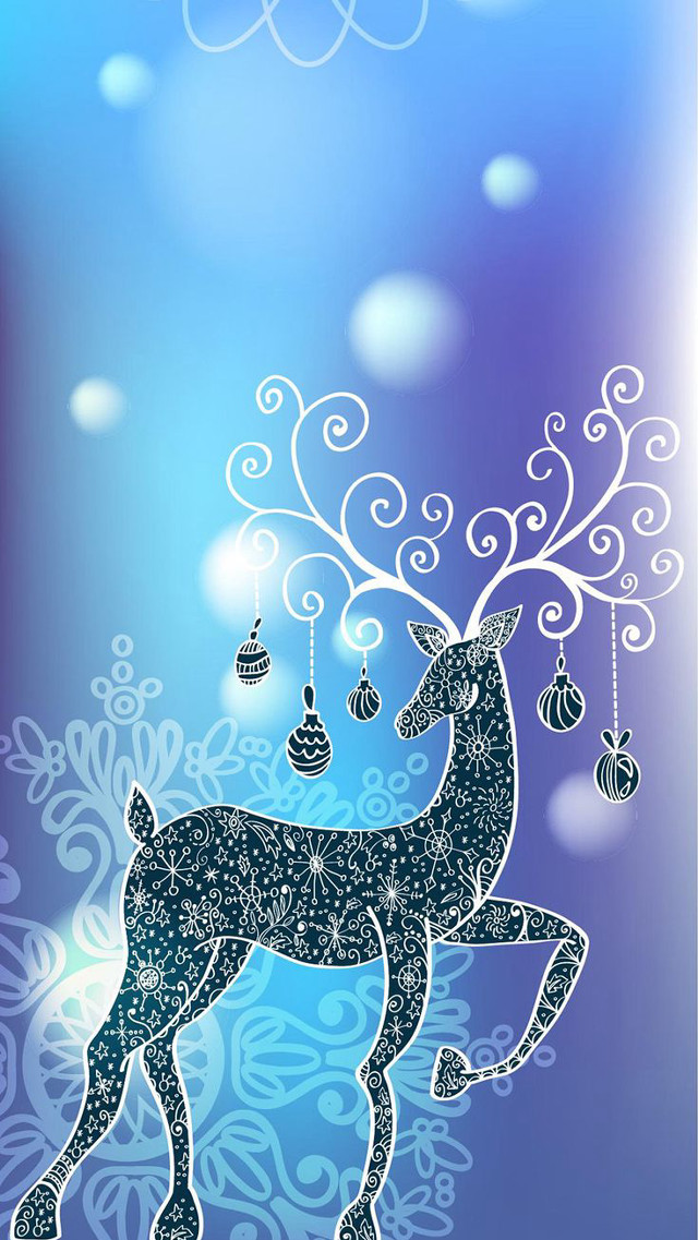 Blue christmas card reindeer ornaments #2 free wallpaper for mobile - medium preview image