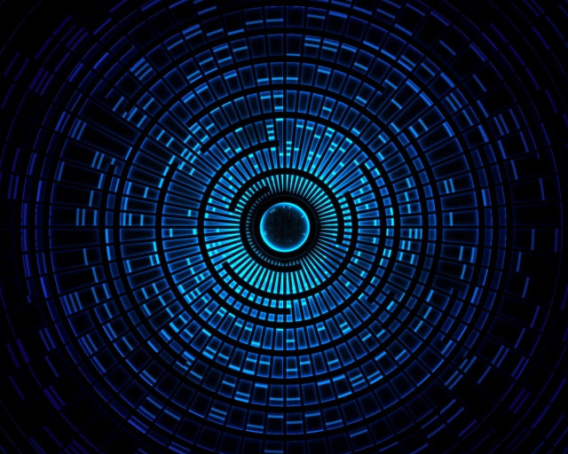 Blue circular pattern black background #3 free wallpaper for desktop - medium preview image