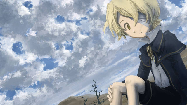 Person sitting rock sky background free wallpaper for desktop - medium preview image