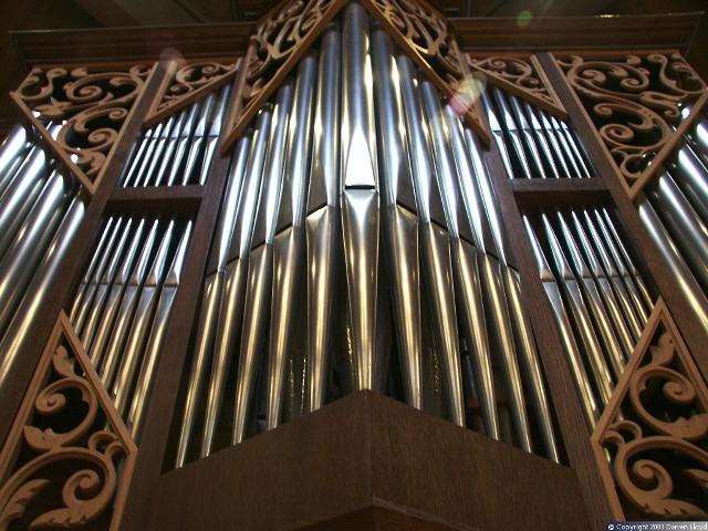 Pipe organ wooden frame metal free wallpaper for desktop - medium preview image