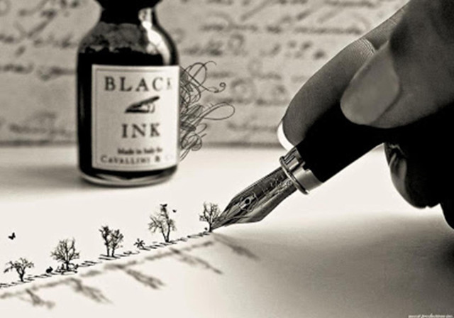 Writing person pen ink bottle free wallpaper for desktop - medium preview image
