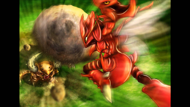 Red dragon attacking yellow dragon free wallpaper for desktop - medium preview image