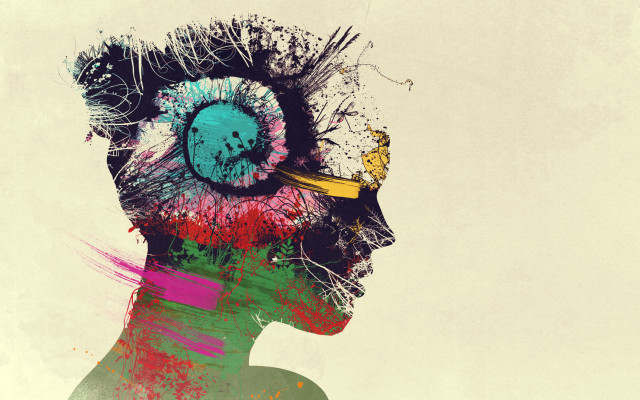 Colorful hairdo big eyeball artistic free wallpaper for desktop - medium preview image