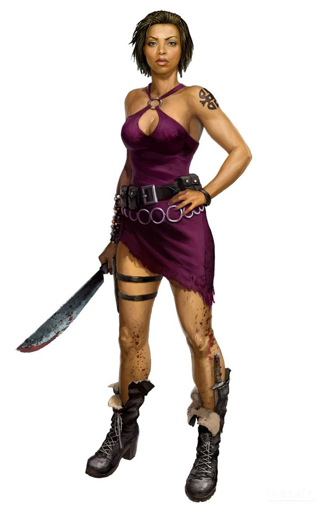 Woman purple dress knife chain free wallpaper for mobile - medium preview image