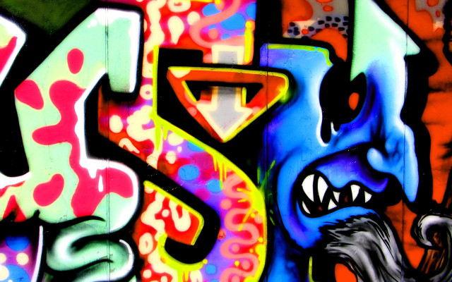 Colorful graffiti monster face black free wallpaper for desktop - medium preview image