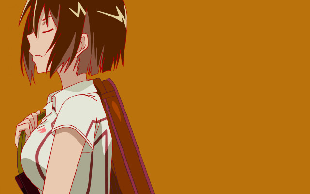 Woman backpack serious look camera free wallpaper for desktop - medium preview image