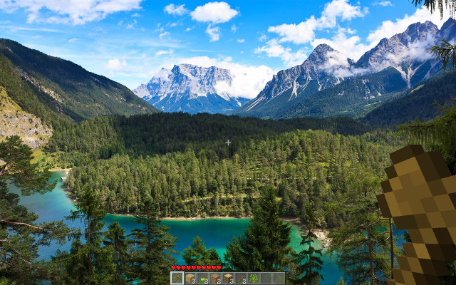 Computer screen mountain lake pixelated free wallpaper for desktop - medium preview image