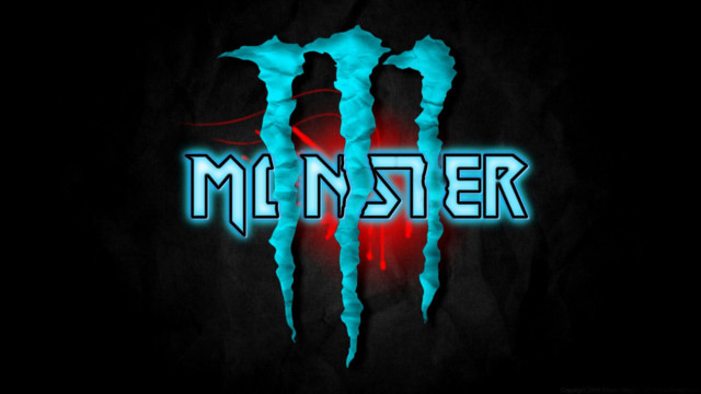 Monster logo blue black colors free wallpaper for desktop - medium preview image