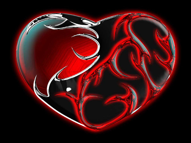 Red black heart black background free wallpaper for desktop - medium preview image