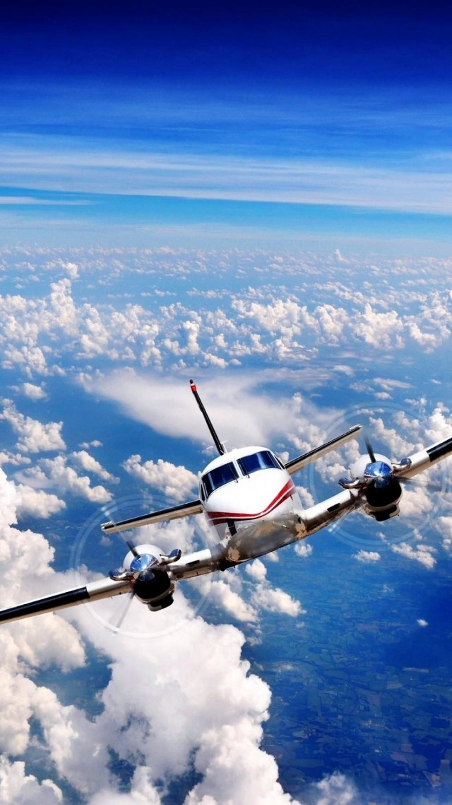 Small airplane clouds sky precisionism free wallpaper for mobile - medium preview image