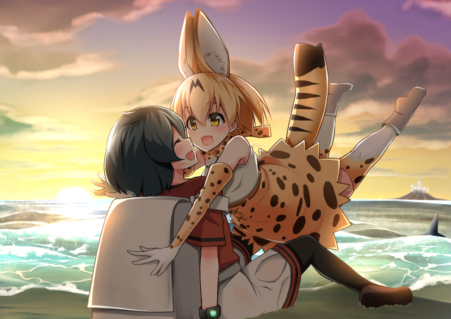Couple hugging ocean cat back free wallpaper for desktop - medium preview image