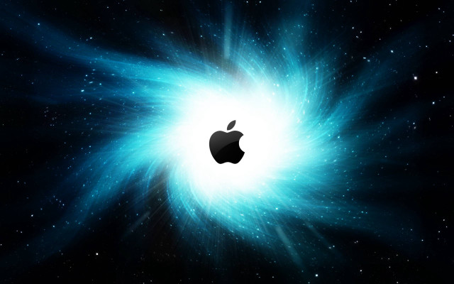 Apple logo blue starburst background free wallpaper for desktop - medium preview image