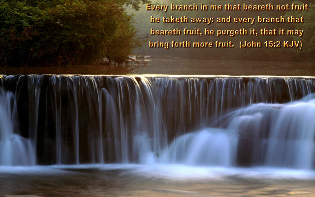 Waterfall bible verse river trees free wallpaper for desktop - medium preview image