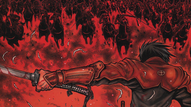 Man sword fire field people free wallpaper for desktop - medium preview image