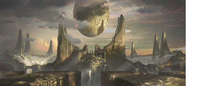 City alien structure fantasy matte free wallpaper for desktop - medium preview image