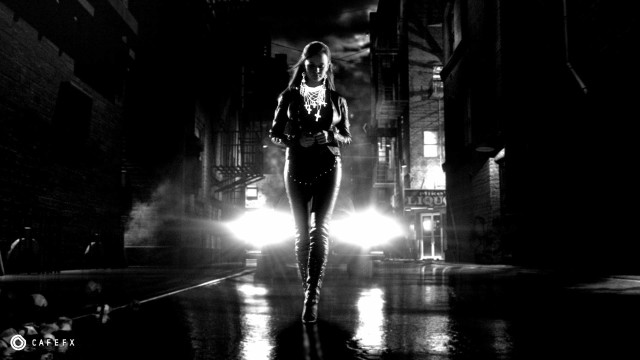 Woman alley night headlights black free wallpaper for desktop - medium preview image