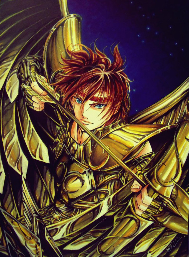 Anime red hair gold armor free wallpaper for mobile - medium preview image