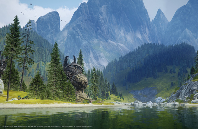 Mountain lake forest waterfall sky #2 free wallpaper for desktop - medium preview image