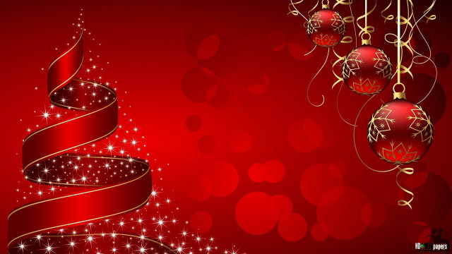 Red christmas card gold ribbon #3 free wallpaper for desktop - medium preview image