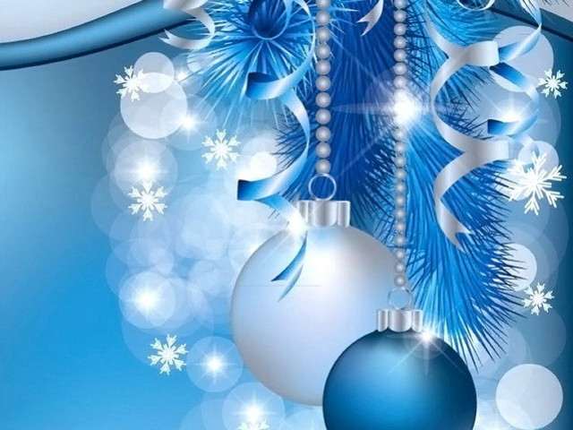 Blue christmas card ornaments snowflakes free wallpaper for desktop - medium preview image