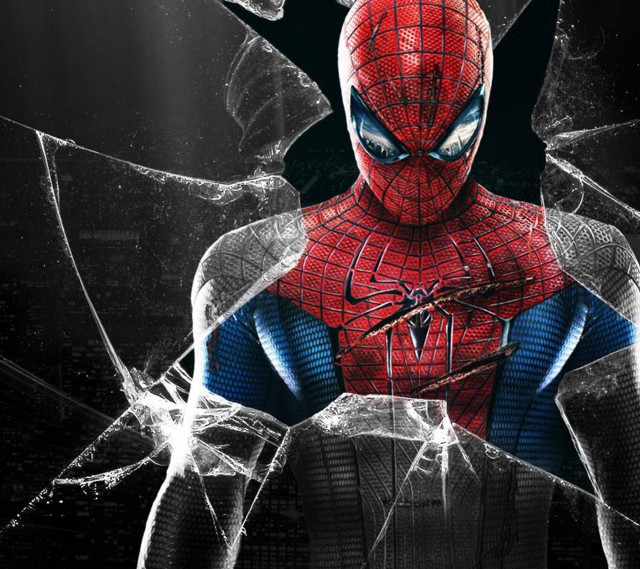 Spiderman shattered glass city night free wallpaper for tablet - medium preview image
