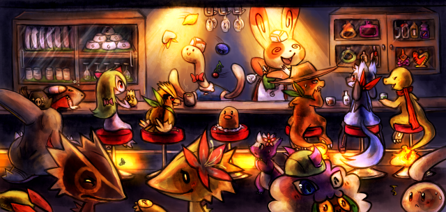 Cartoon animals bar person background free wallpaper for desktop - medium preview image