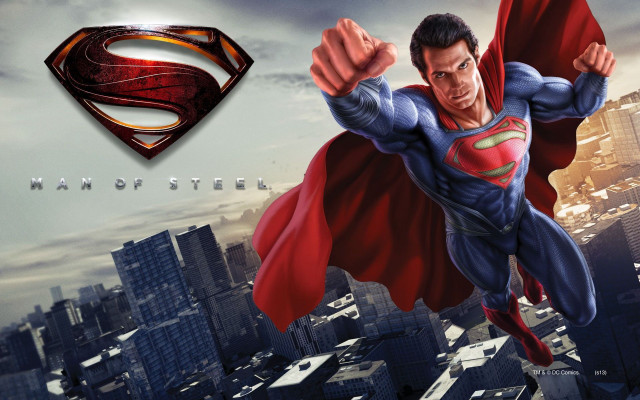 Man of steel flying city free wallpaper for desktop - medium preview image
