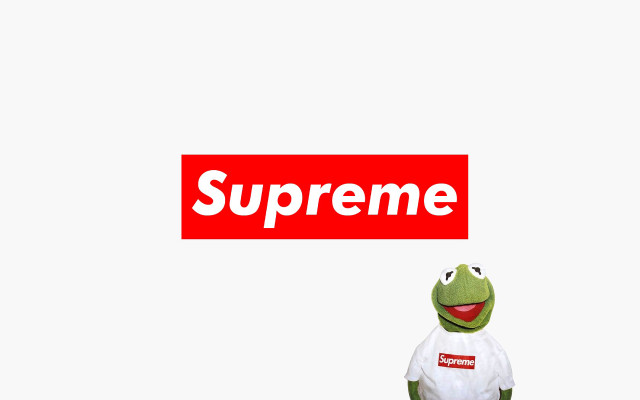 Red supreme sticker kermie sitting free wallpaper for desktop - medium preview image