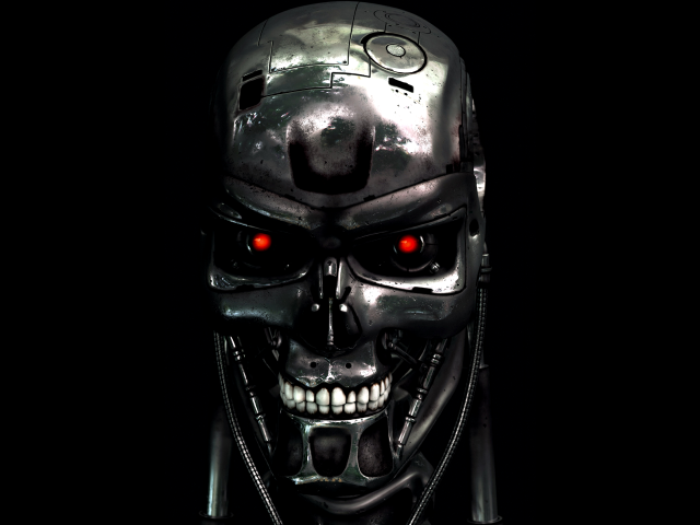 Robot red eyes helmet dark #2 free wallpaper for desktop - medium preview image