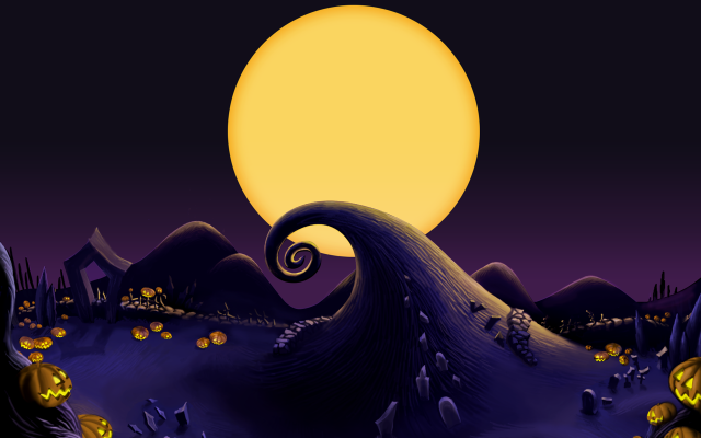 Halloween cartoon scene full moon #4 free wallpaper for desktop - medium preview image
