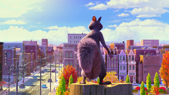Cat standing post city sky free wallpaper for desktop - medium preview image