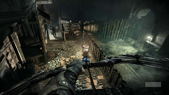 Dark alley lantern person standing free wallpaper for desktop - medium preview image