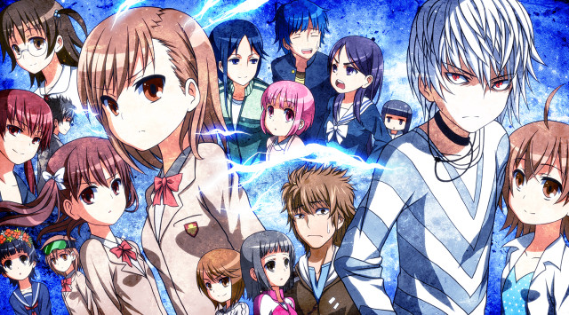 Anime characters group blue background #7 free wallpaper for desktop - medium preview image