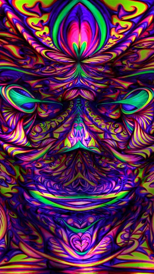 Psychedelic face large colorful patterns free wallpaper for mobile - medium preview image